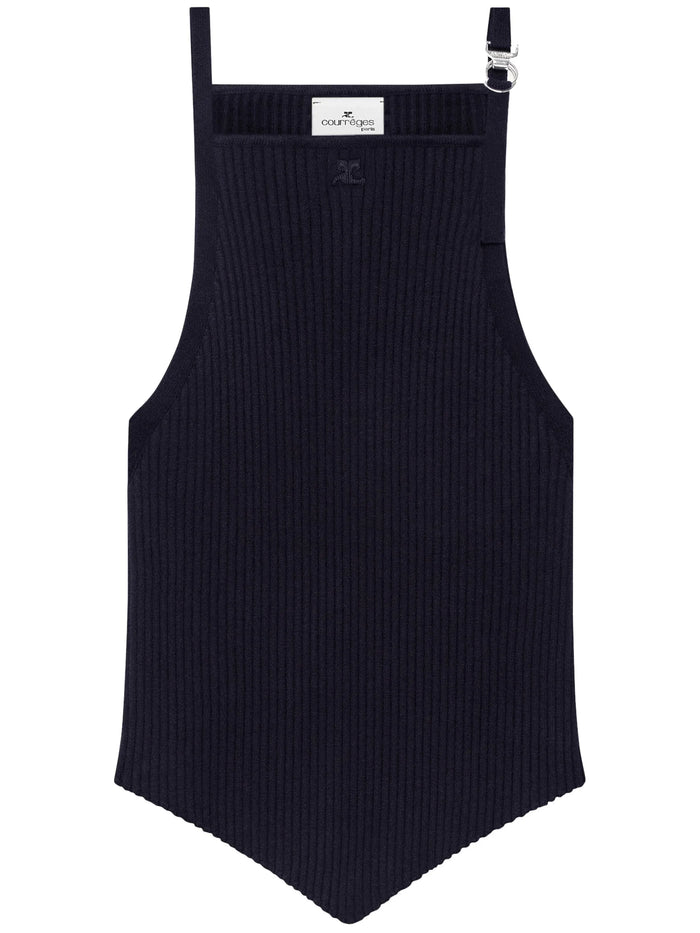 Courregès Navy Cotton Pointy Buckle Rib