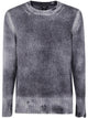 Avant Toi Hand Painted Round Neck Pullover In Cashmere Silk With Destroyed Edges