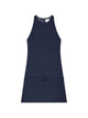 Courregès Sleeveless Aline Twill Mini Dress With Belt In Navy