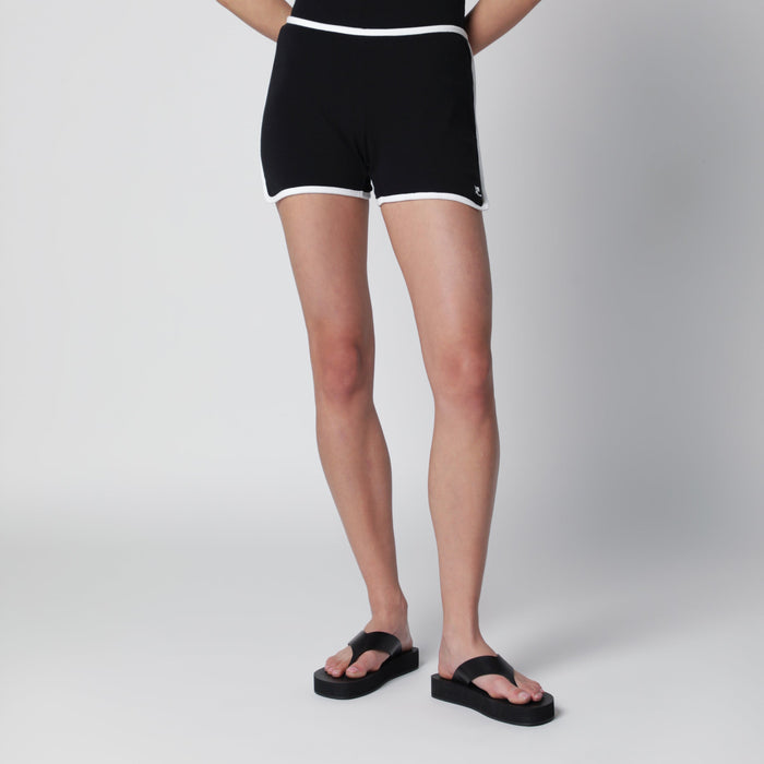 Courrèges Contrast Mini Jersey Shorts In Black Cotton