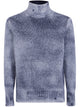Avant Toi Hand Painted Cashmere And Silk High Neck Pullover With Destroyed Edges