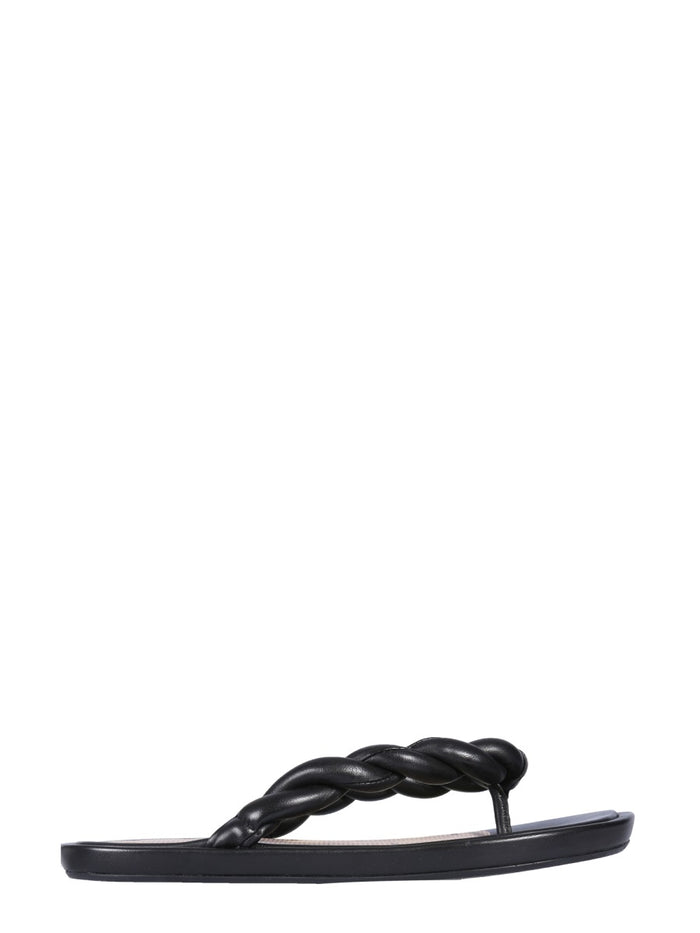 Red (V) Leather Slide Sandals