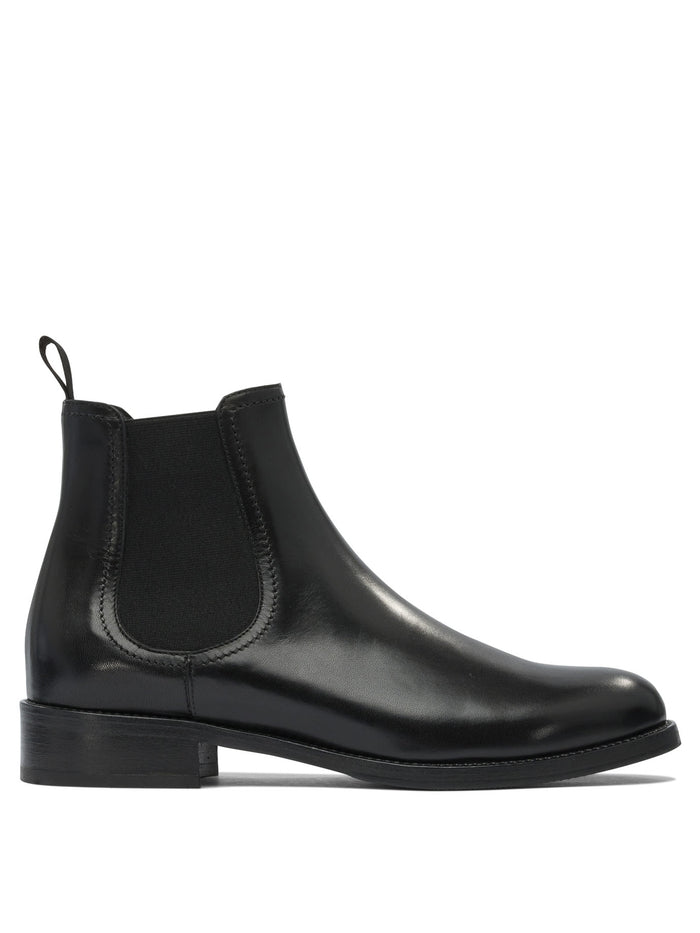 Maretto Black Leather Ankle Boots