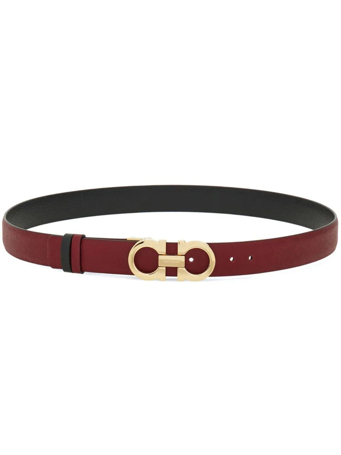 Ferragamo Hammered Leather Reversible Gancini Belt