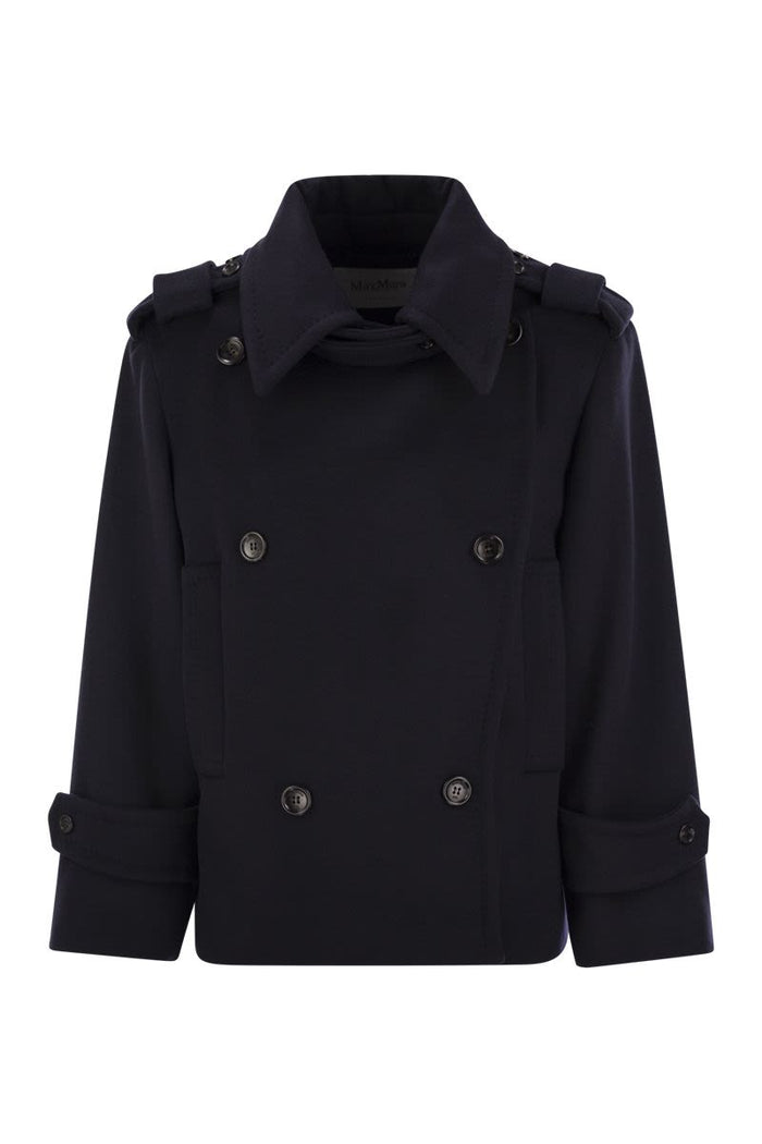 Max Mara Dark Blue Wool Blend Laveno Coat