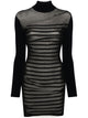 Jean Paul Gaultier Ribbed Mariniere Short Dress With Mesh Layer