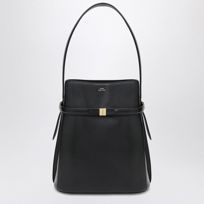 Toteme Black Leather Bucket Bag With Strap