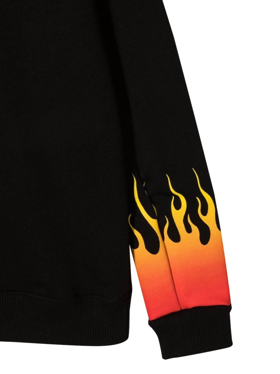 Vision Of Super Black Crewneck With Red Shaded Flames