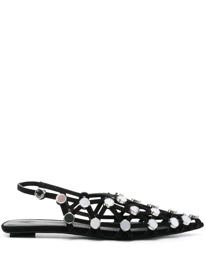 The Attico Black Suede Grid Ballerinas