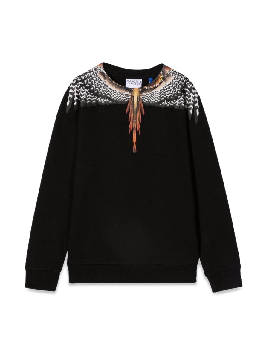 Marcelo Burlon County Of Milan Black Grizzly Wings Crewneck