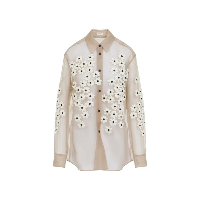 Khaite Beige Argo Silk Top