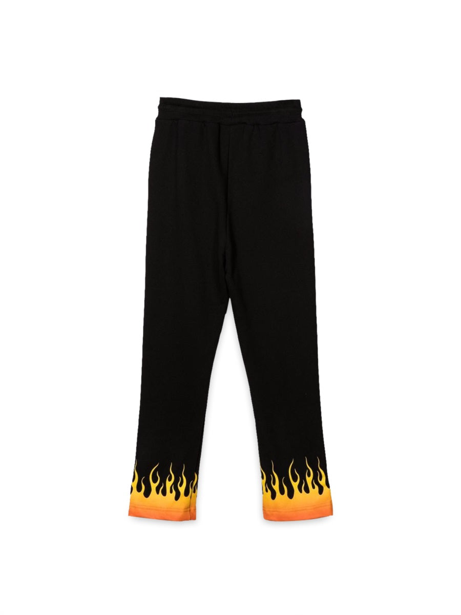 Vision Of Super Black Pants With Red Shaded Flames