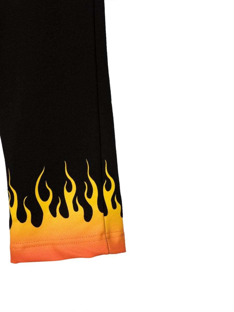 Vision Of Super Black Pants With Red Shaded Flames
