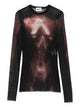 Jean Paul Gaultier Mesh Crew Neck Top With Long Sleeves Printed "Body Dust"