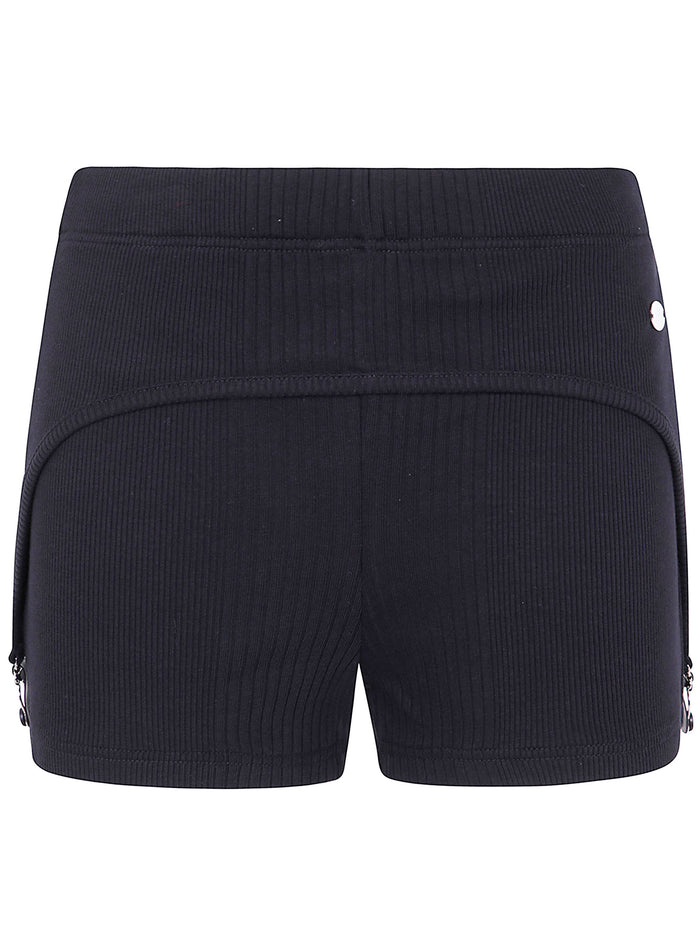 Jean Paul Gaultier Cotton Ribbed Mini Short With Lingerie Garter