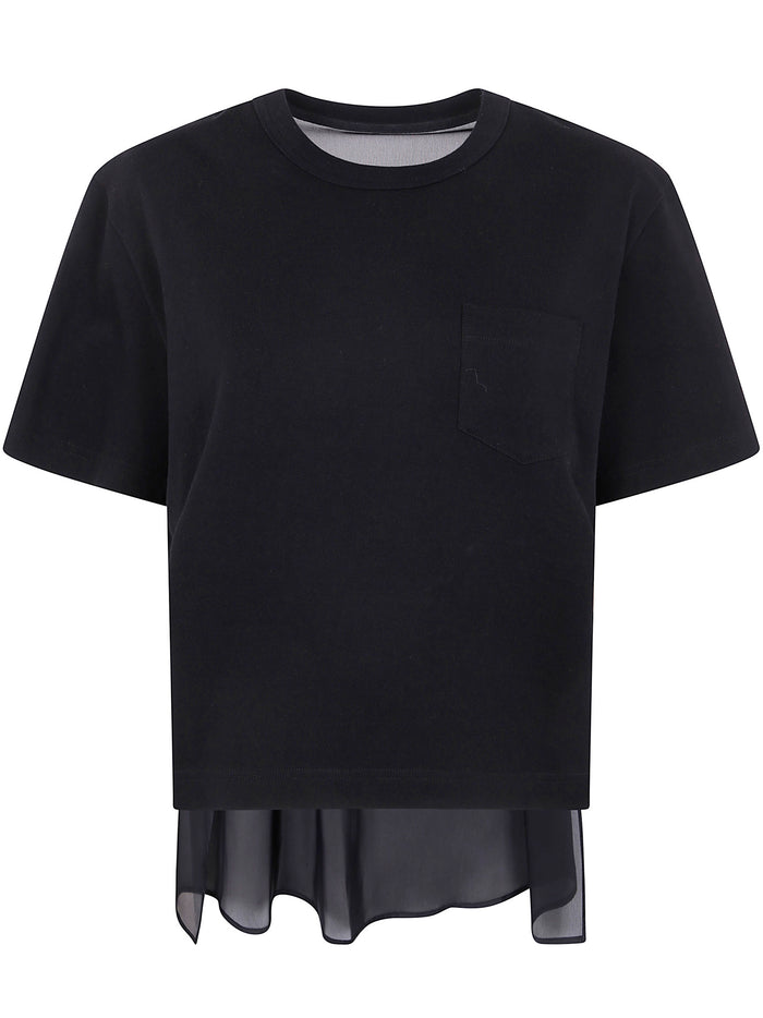 Sacai Nylon Twill Mix Cotton Jersey T-Shirt
