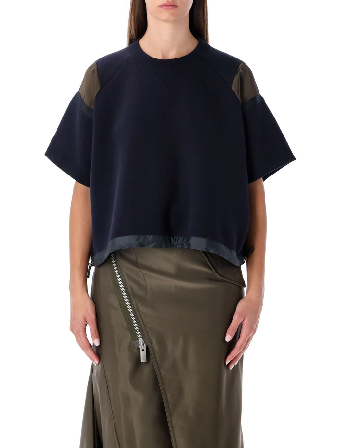 Sacai Sacai Oversized Technical Cotton T-Shirt With Adjustable Drawstring Hem