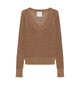 Marella Camel V-Neck Sweater In Lurex Cotton