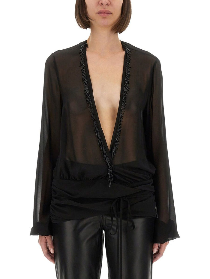 The Attico Embroidered Georgette Blouse