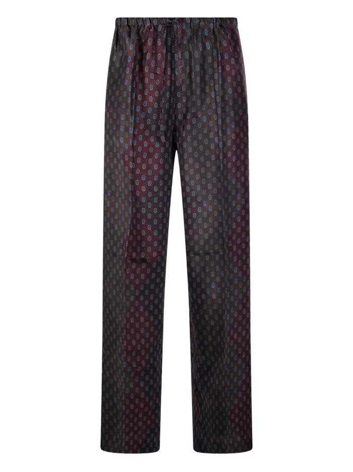 Dries Van Noten "Puvis Long 212" Print Silk Habotai Trousers