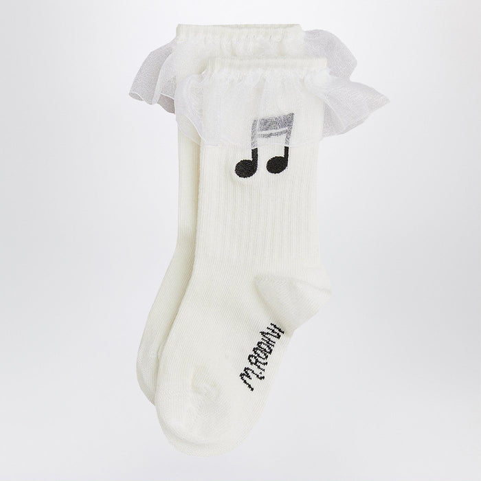 Mini Rodini White Socks With Musical Note