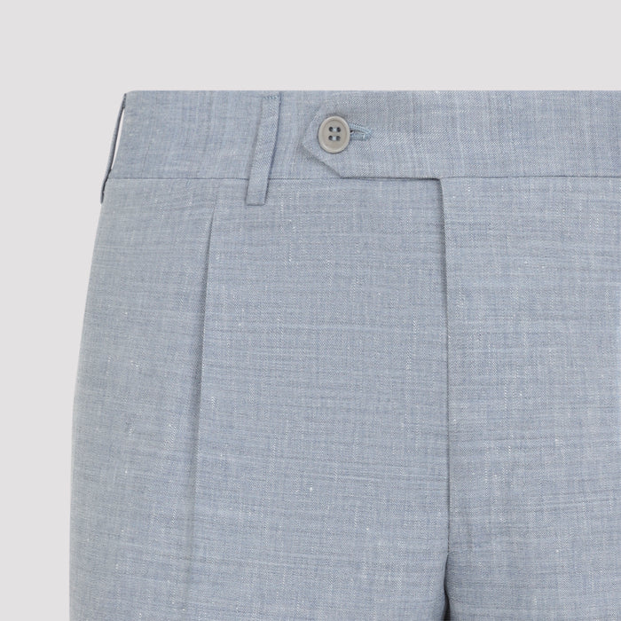 Canali Light Blue Linen And Wool Suit