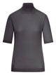 S Max Mara Grey Wool Mock Neck Sweater