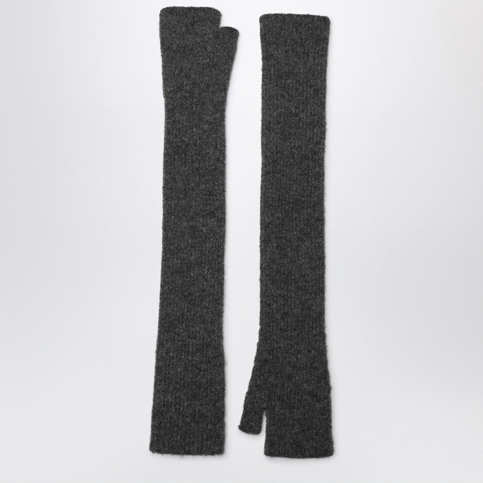 Roberto Collina Long Grey Gloves In Cashmere And Silk Blend