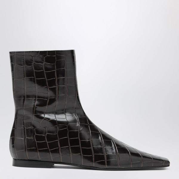 Toteme Brown Crocodileeffect Leather Chelsea Boots With Zip