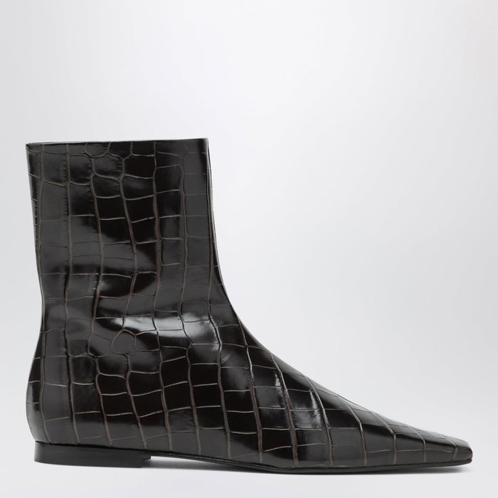 Toteme Brown Crocodileeffect Leather Chelsea Boots With Zip