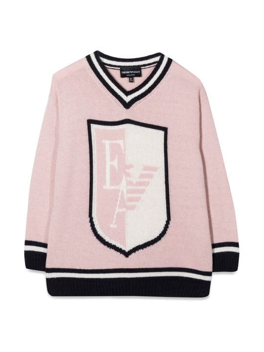 Emporio Armani Pullover V-Neck Coat Of Arms Ea