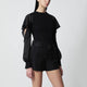 Sacai Black Knit Top With Semi-Sheer Sleeves