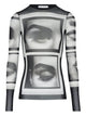 Jean Paul Gaultier Black And White Eyes And Lips Polyamide Top