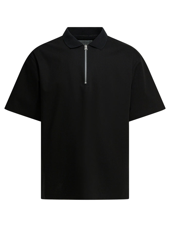 Sacai Black Cotton Polo Shirt