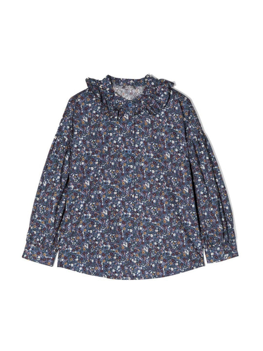 Il Gufo M/L Shirt Flowers And Ruffle Collar