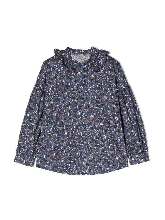 Il Gufo M/L Shirt Flowers And Ruffle Collar