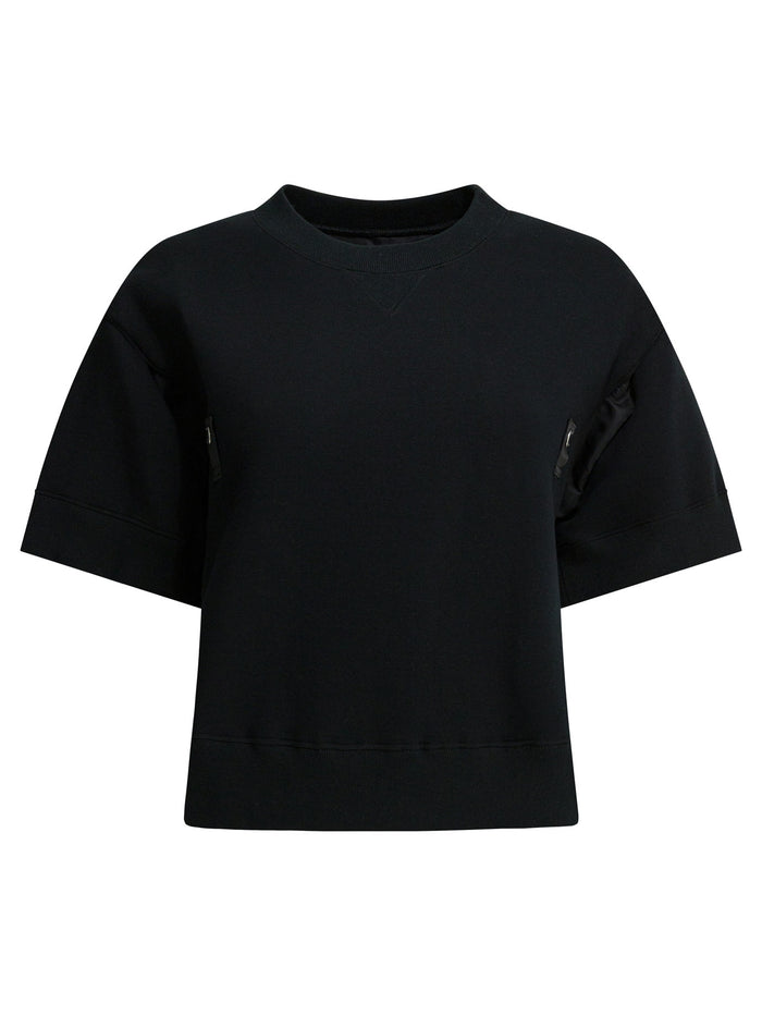Sacai Black Cotton Polyester T-Shirt