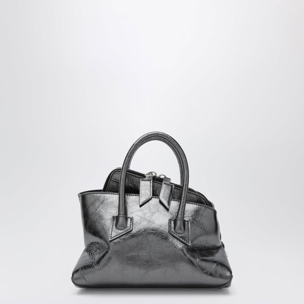 The Attico La Passeggiata Mini Dark Grey Cracked Laminated Leather Bag