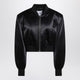 The Attico Black Shiny Cropped Bomber