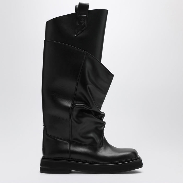 The Attico Black Leather La Passeggiata Boots