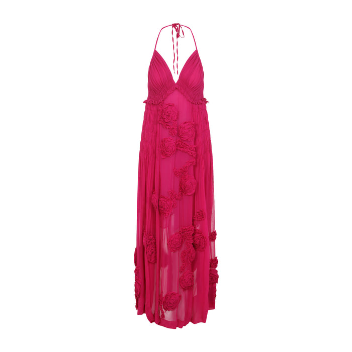 Dries Van Noten Fuchsia Drina Viscose Midi Dress