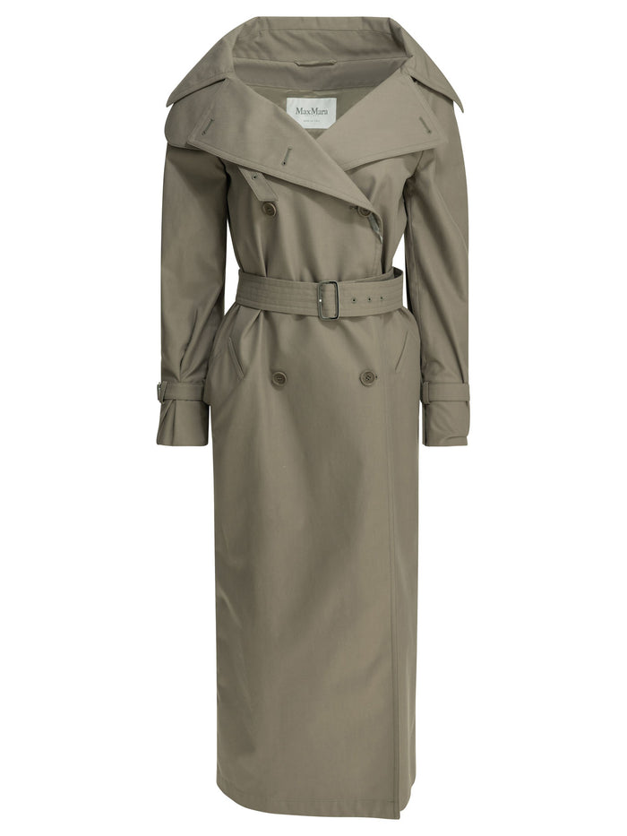 Max Mara Grey Cotton Acetate Polyester Drip-Proof Trench Coat