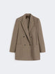 Max Mara Beige Acciaio Pinstripe Virgin Wool Jacket