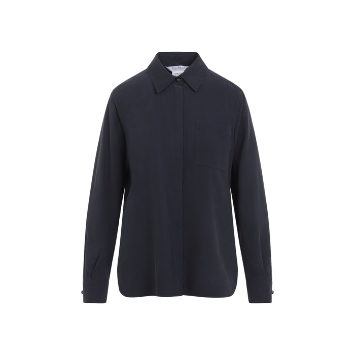 Max Mara Navy Blue Silk Siamese Shirt