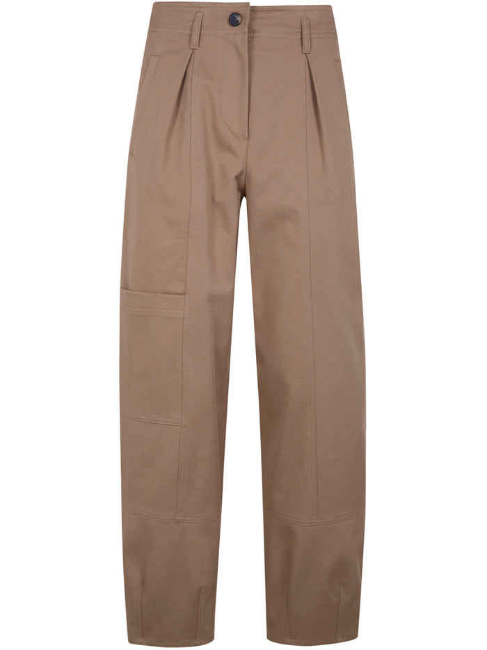 Max Mara "Bautta" Cotton Bull Barrel Leg Trousers