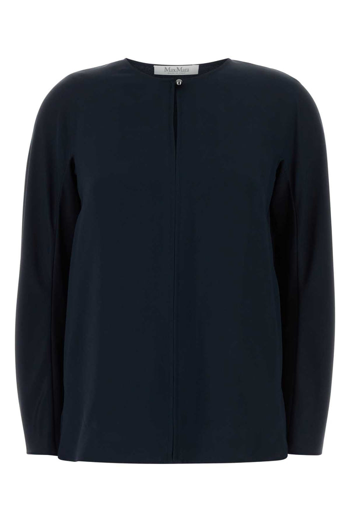 Max Mara Midnight Blue Stretch Silk Mitico Blouse