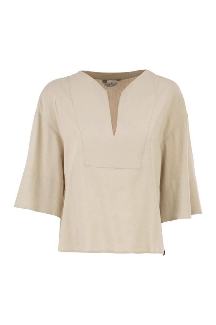 Max Mara Mxpsospiro - Linen And Viscose V-Neck Blouse