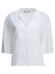 Max Mara White Linen Viscose Elastane Linen Blend Blouse
