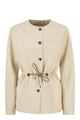 Max Mara Mxmcarezza - Linen And Silk Jacket With Adjustable Waist Drawstring