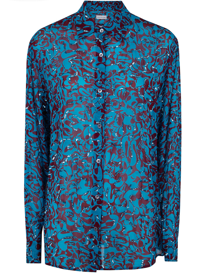 Dries Van Noten "Clavelly" Embroidered Shirt
